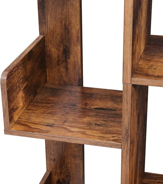 MIRA Home - Boekenkast - Vakkenkast - Hout - Bruin/zwart - 74x29.6x154.5