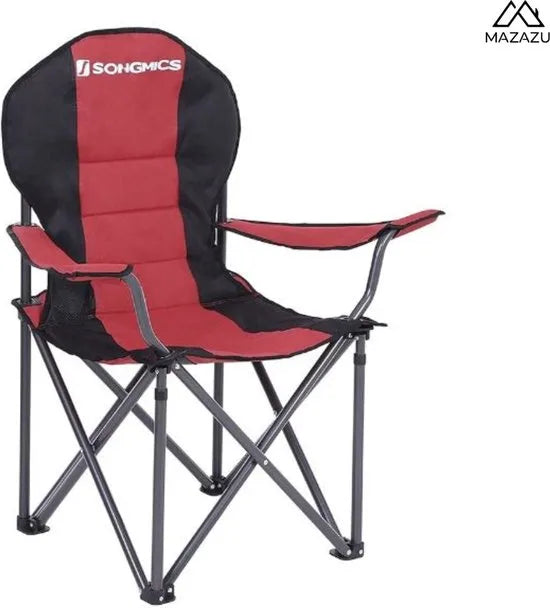 MIRA Home - Kampeerstoel - Kampeerstoel met Bekerhouder - Rood/Zwart - Opvouwbaar - 90x55x102cm