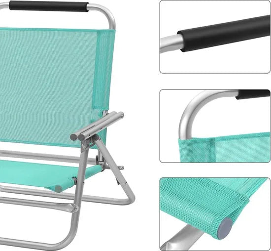 MIRA Home - Strandstoel - Draagbare Klapstoel - Tuin - Aluminium - Groen - 57 x 59 x 71