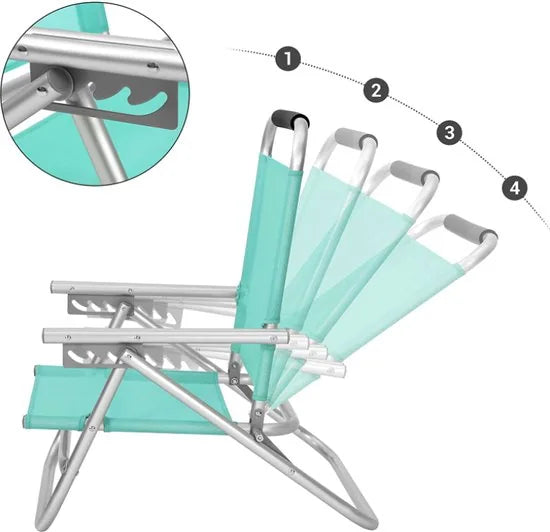 MIRA Home - Strandstoel - Draagbare Klapstoel - Tuin - Aluminium - Groen - 57 x 59 x 71