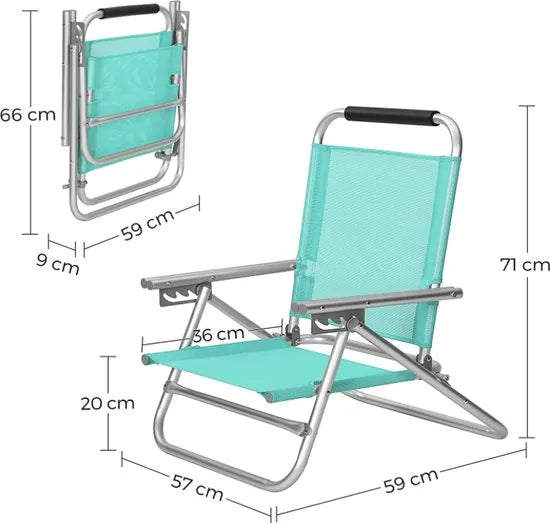 MIRA Home - Strandstoel - Draagbare Klapstoel - Tuin - Aluminium - Groen - 57 x 59 x 71