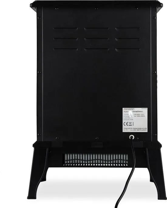 Monzana Elektrische Kachel – met LED Vlameffect - 2000W Zwart
