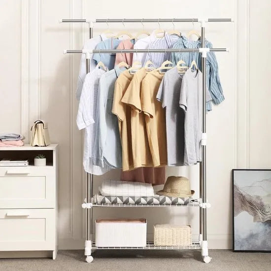 Nancy's Kledingrek Op Wieltjes - Kleding Rek - Kledingrekken