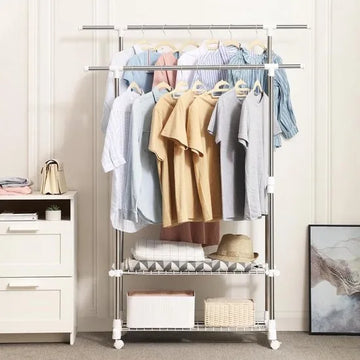 Nancy's Kledingrek Op Wieltjes - Kleding Rek - Kledingrekken