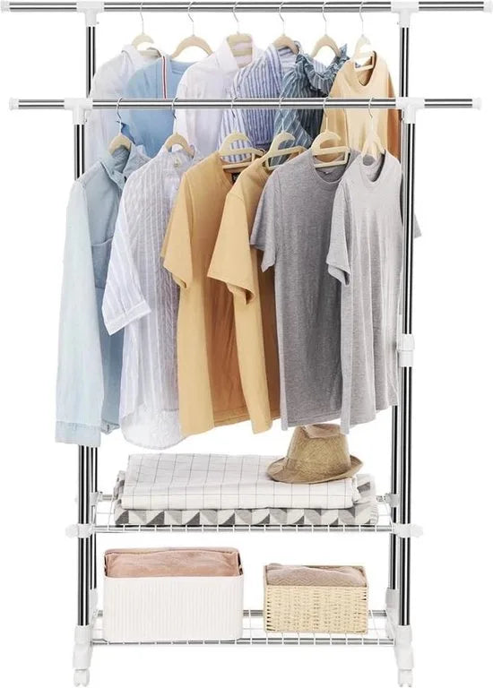 Nancy's Kledingrek Op Wieltjes - Kleding Rek - Kledingrekken