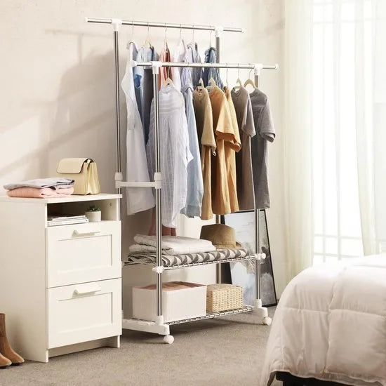 Nancy's Kledingrek Op Wieltjes - Kleding Rek - Kledingrekken