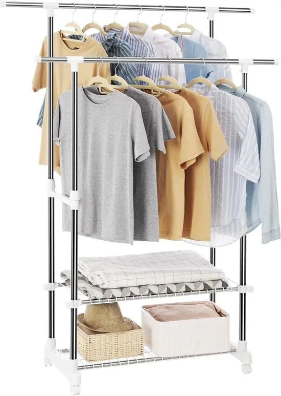 Nancy's Kledingrek Op Wieltjes - Kleding Rek - Kledingrekken
