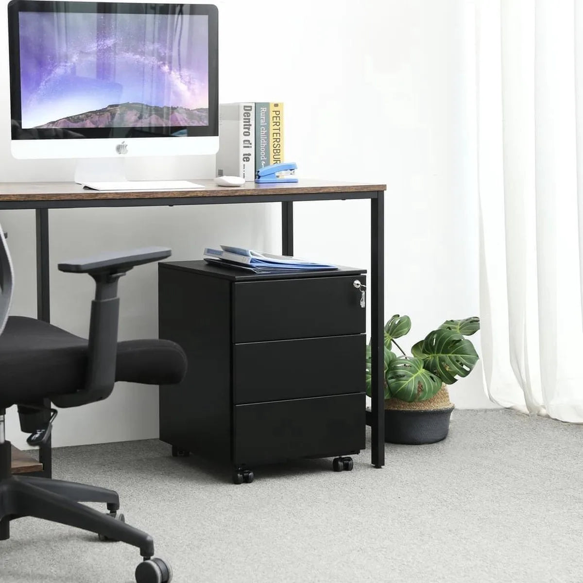 Nancy's Ladeblok 3 Lades Zwart - Ladeblok Bureau 39 x 45 x 55 cm
