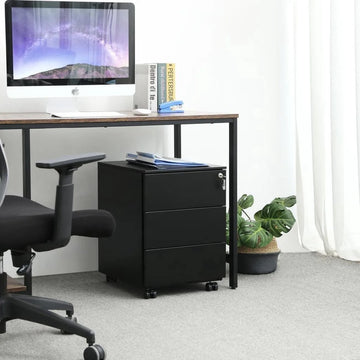 Nancy's Ladeblok 3 Lades Zwart - Ladeblok Bureau 39 x 45 x 55 cm