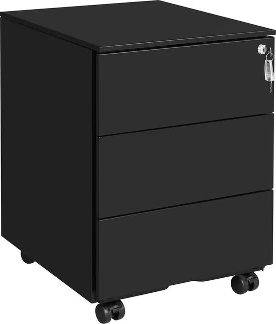 Nancy's Ladeblok 3 Lades Zwart - Ladeblok Bureau 39 x 45 x 55 cm