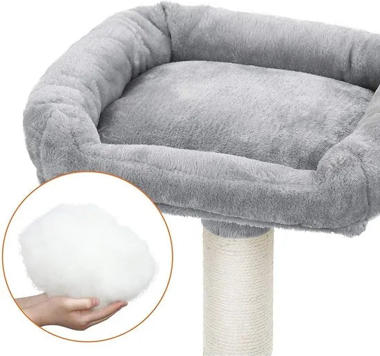 Nancy's XL Krabpaal voor katten - Kattenboom - 3 platforms - Grijs - 55 x 55 x 172 cm