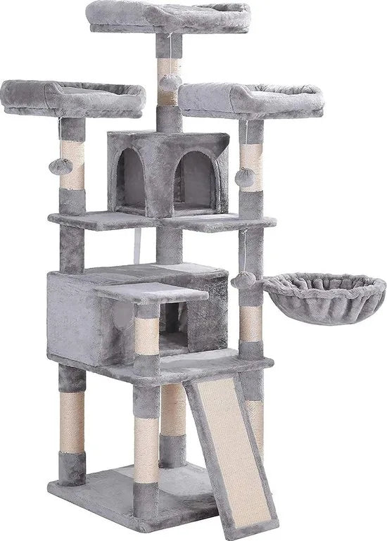Nancy's XL Krabpaal voor katten - Kattenboom - 3 platforms - Grijs - 55 x 55 x 172 cm