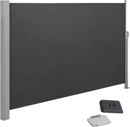 naqsh storeZijmarkies, 180 x 300 cm (H x L), inkijkbescherming, zonwering, zijrolgordijn, voor balkon, terras, tuin, rookgrijs GSA180TG
