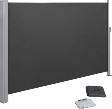 naqsh storeZijmarkies, 180 x 300 cm (H x L), inkijkbescherming, zonwering, zijrolgordijn, voor balkon, terras, tuin, rookgrijs GSA180TG