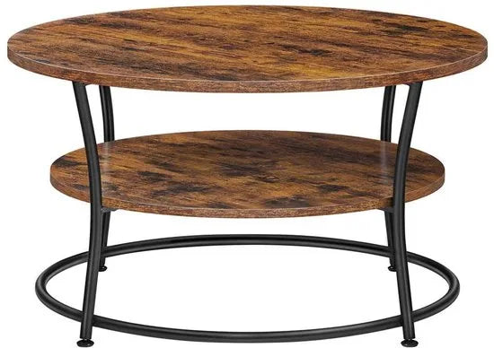 Ohana DT - Salontafel Rond - Ronde Salontafel - Salontafels Rond - Ø 80 cm - Eenvoudige Montage - Ruime Opbergruimte - Vintage Bruin