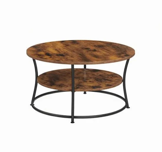 Ohana DT - Salontafel Rond - Ronde Salontafel - Salontafels Rond - Ø 80 cm - Eenvoudige Montage - Ruime Opbergruimte - Vintage Bruin