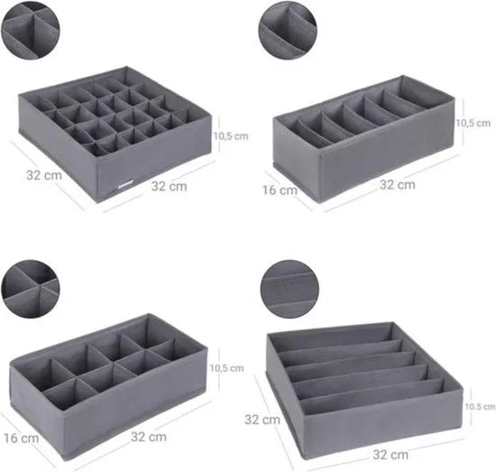 Ondergoed organizer 4 stuks grijs