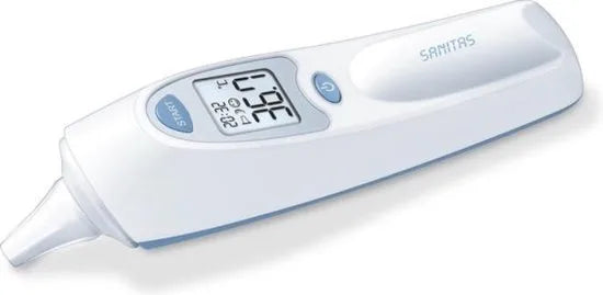Oorthermometer met verwisselbare beschermkapjes - hygienisch en veilig meten goed voor kinderen en volwassenen Sanitas SFT 53 - Lichaamsthermometer
