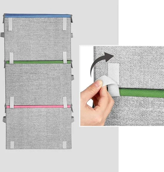 Opbergdozen Set van 3 opvouwbare stoffen opbergdozen met handgrepen Speelgoedorganizer Magnetische deksels voor kinderkamer Speelkamer Dierenthema's Roze Blauw Groen Grijs RFB760P01