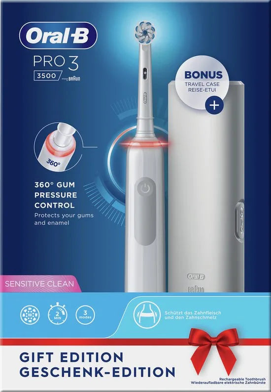 Oral-B Pro 3 - 3500 - Witte Elektrische Tandenborstel + Reisetui