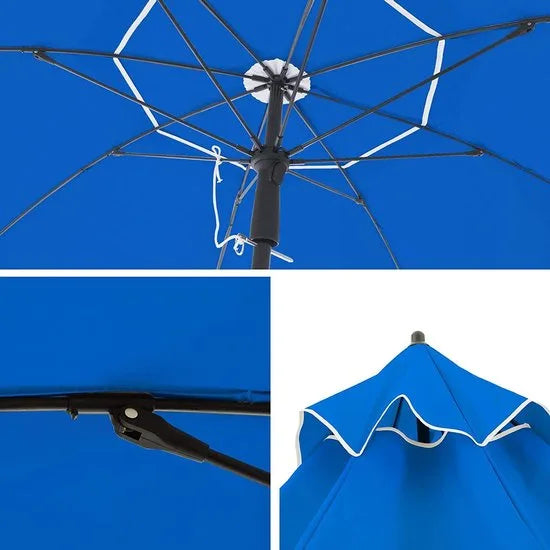 parasol, Ø 160 cm, marktparasol, UV-bescherming UPF 50+, zonwering, achthoekige tuinparasol van polyester, ribben van glasvezel, met draagtas, blauw GPU60BU