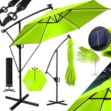 Parasol - aluminium drijvende parasol met hoes - Windscherm met slinger - UV-bescherming aluminium met aan/uit-schakelaar - waterbestendig - parasoltuin - paraplumarktscherm - Lichtgroen