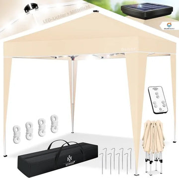 Partytent - Paviljoen - Tuintent - Partytent Opvouwbaar - 3x3 M - Easy Up - Vouwtent - Met Draagtas - Beige