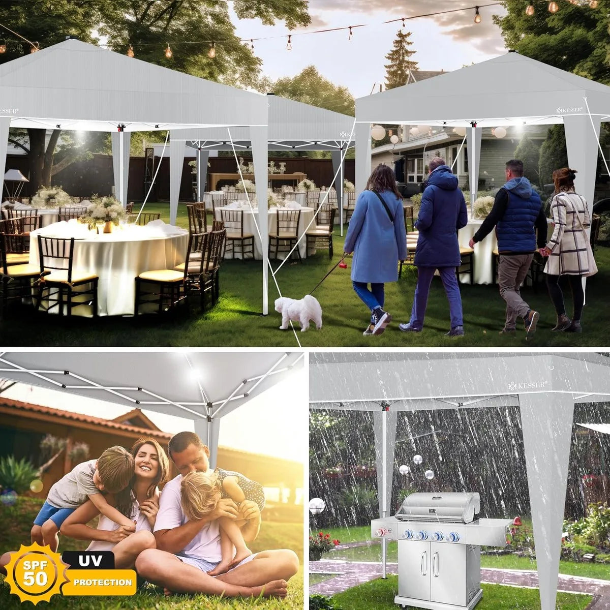 Partytent - Paviljoen - Tuintent - Partytent Opvouwbaar - 3x3 M - Easy Up - Vouwtent - Met Draagtas - Lichtgrijs
