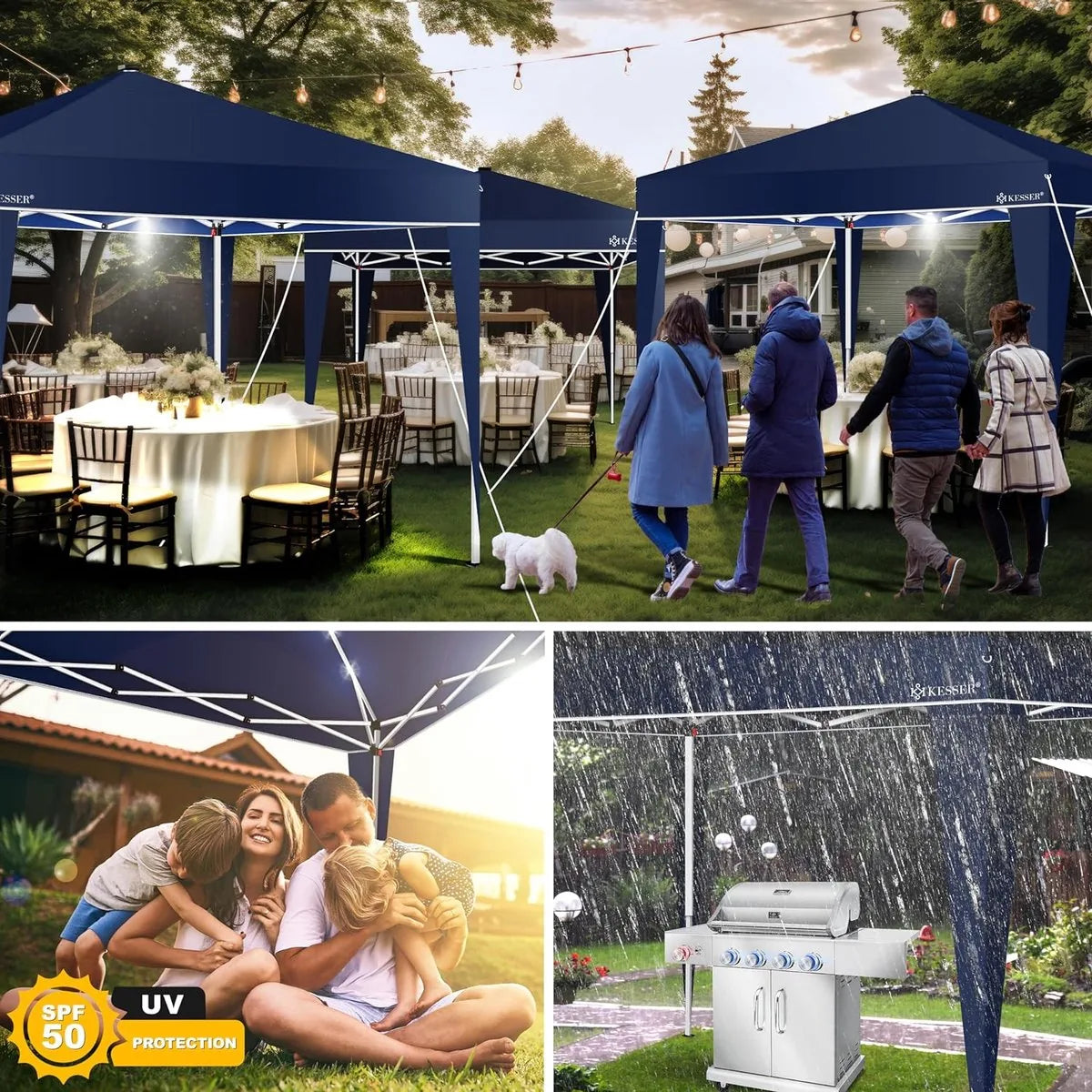 Partytent - Paviljoen - Tuintent - Partytent Opvouwbaar - 3x3 M - Easy Up - Vouwtent - Met Draagtas - Marineblauw