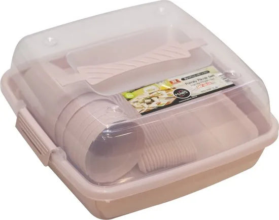 Picknickset voor 6 personen - Picnic set - Piknikset - Inclusief 32 aparte stuks (messen+vorken+lepels+borden) - Roze