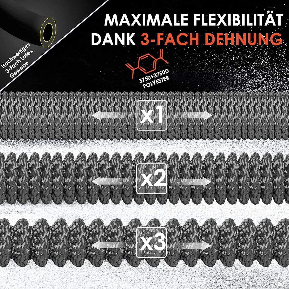Premium tuinslang - verlengde muurbevestiging - flexibele waterslang met 3-weg - latex kern rekbaar - flexibele slangschroefverbindingen - gemaakt van hoogwaardig messing - 22,5 meter