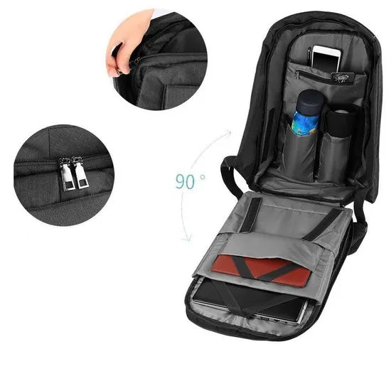 Rugzak | Anti Diefstal | Inclusief USB aansluiting | Spat Waterdicht | Schooltas | Kleur Grijs