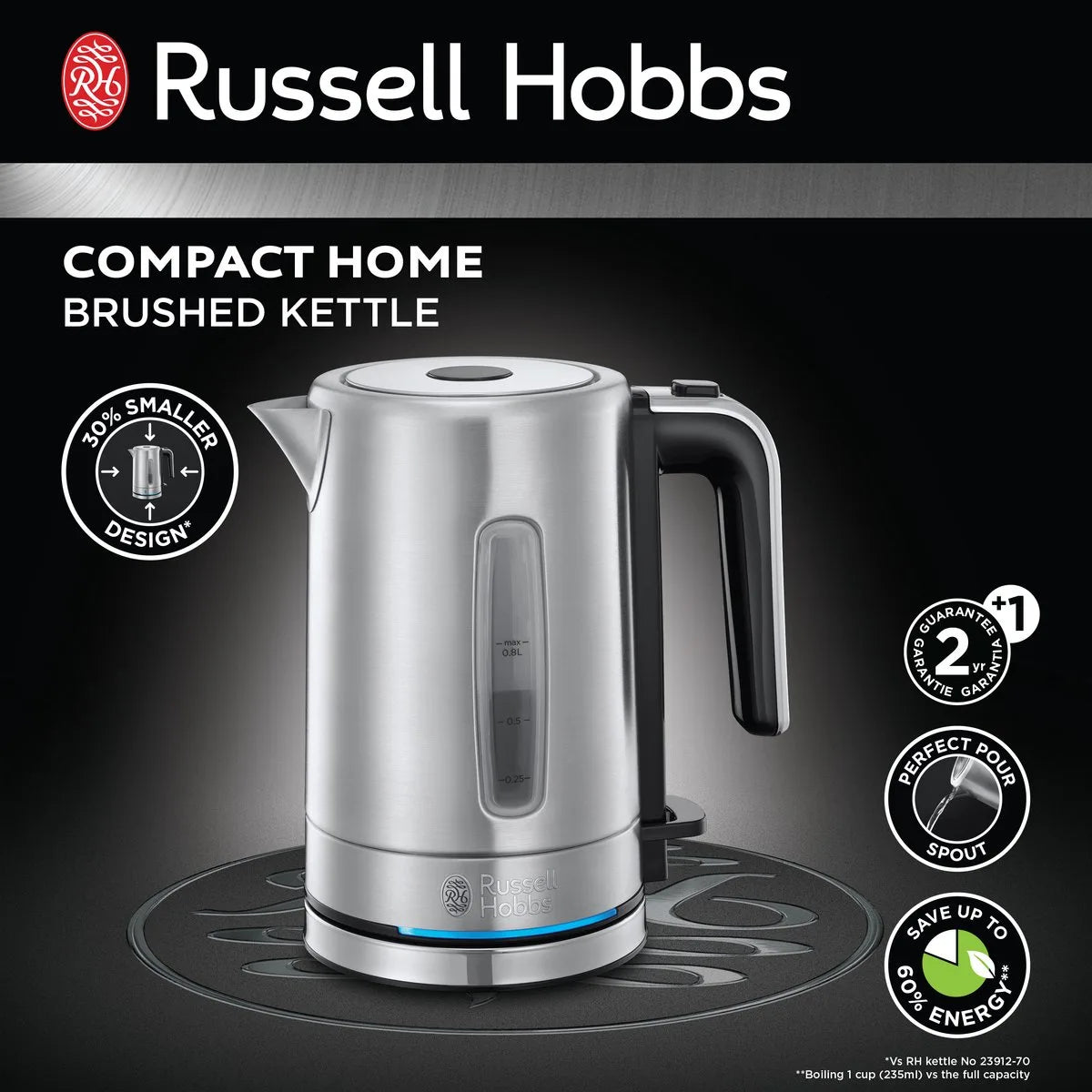 Russell Hobbs 24190-70 Compact Home Brushed - Kleine Waterkoker