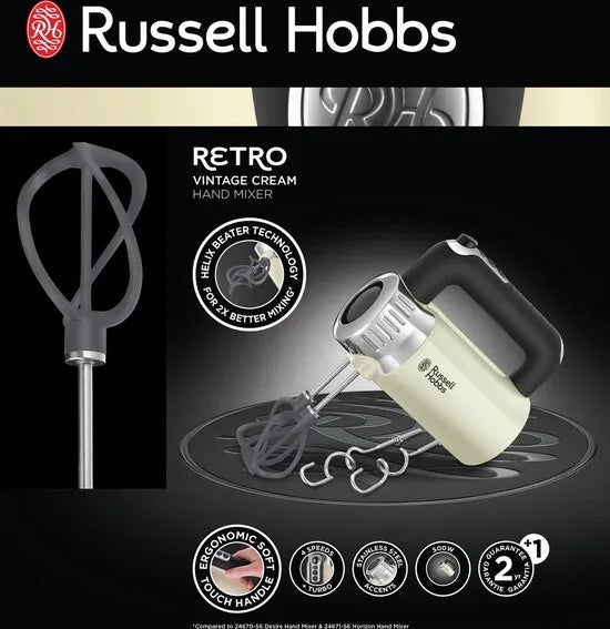 Russell Hobbs 25202-56 Retro Hand Mixer - Creme