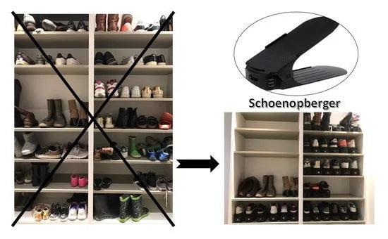 Schoenen opbergsysteem - 10 stuks - zwart - verstelbaar