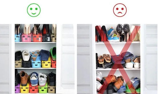 Schoenen Opbergsysteem Verstelbaar – Schoenenrek Schoenenkast Schoen Organizer – Set van 5 Zwart – Wit