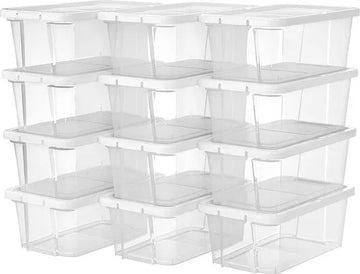 Schoenendozen, Set Van 12 Stuks, Transparant Met Deksel, Kunststof, Voor Schoenen Tot Maat 41