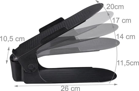 Schoenenopbergers - 8x schoenen organizer - verstelbaar - schoenen opbergsysteem - opberger - zwart