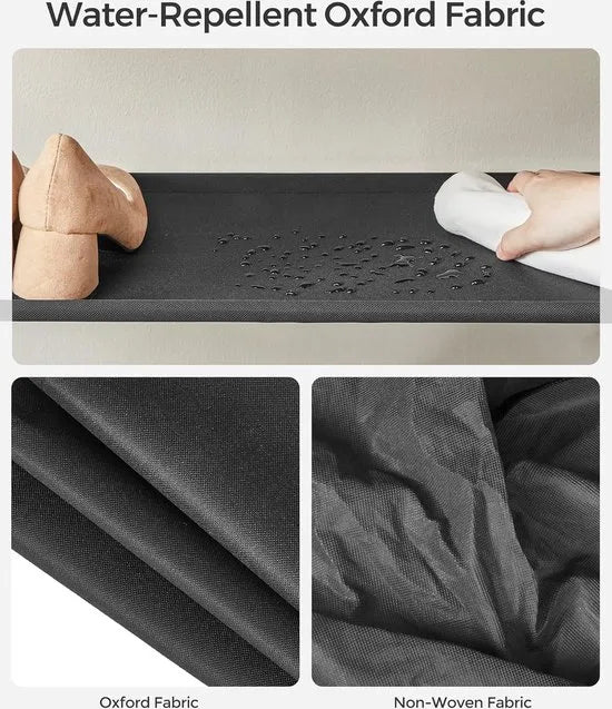 Schoenenrek met 5 niveaus - Metalen schoenenplank - Planken van Oxford-stof - voor 20-25 paar schoenen - 29 x 89 x 92,5 cm - 4 haken - Open schoenenkast voor gangslaapkamer - Rustiek bruin en zwart