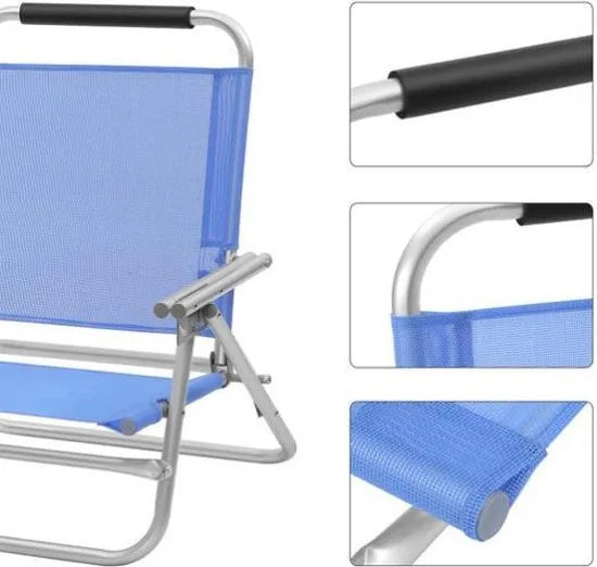 Segenn's strandstoel - draagbare klapstoel - rugleuning verstelbaar in 4 niveaus met armleuningen - ademend en comfortabel - buitenstoel - Blauw - 57 x 59 x 71 cm