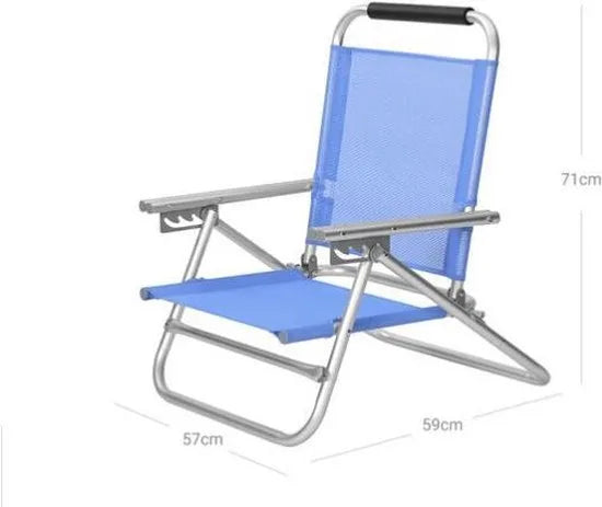Segenn's strandstoel - draagbare klapstoel - rugleuning verstelbaar in 4 niveaus met armleuningen - ademend en comfortabel - buitenstoel - Blauw - 57 x 59 x 71 cm