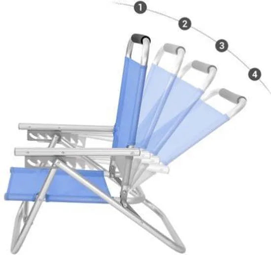 Segenn's strandstoel - draagbare klapstoel - rugleuning verstelbaar in 4 niveaus met armleuningen - ademend en comfortabel - buitenstoel - Blauw - 57 x 59 x 71 cm