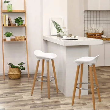 set van 2 barkruk zithoogte 73 cm counter kruk poten van beuken zitschaal van kunststof wit LJB20W