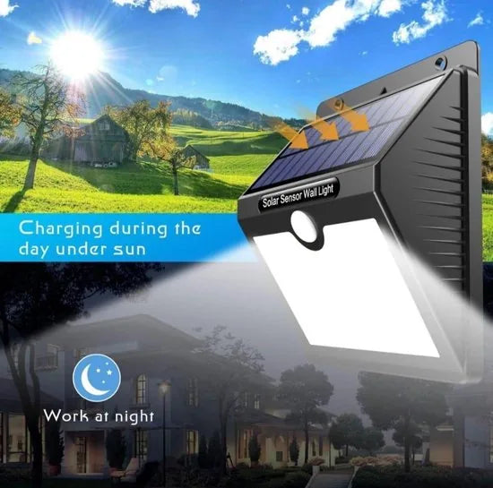 Solar Buitenlamp met Bewegingssensor - Buitenlamp - Wandlamp - 97 LED’s – Zonne-energie - Bewegingssensor - Solar Lamp - Tuinlamp - 2 Stuks