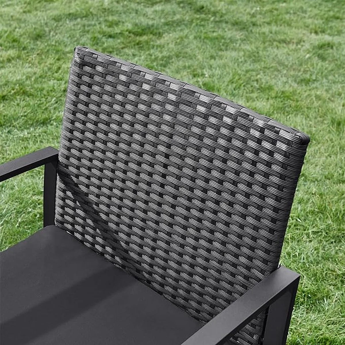 SONGMICS Balkonmeubilair, tuinset, gemaakt van PE polyrattan, loungeset, tafel en 2 stoelen, terrasmeubilair, eenvoudig te monteren, buiten, voor terras, balkon, tuin, zwart GGF010B05
