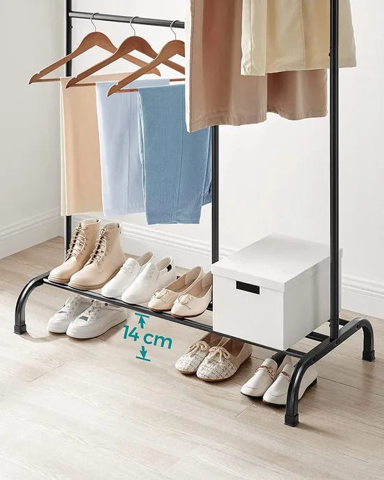 Songmics - Kledingrek - Kledingstang - tot 100 kg belastbaar - Met Verstelbare Stang - 105 x 50 x 195( l*b*h) -Zwart