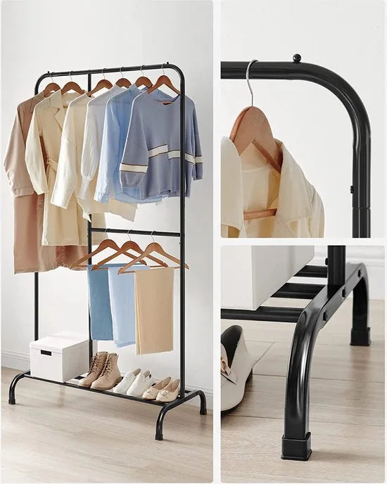 Songmics - Kledingrek - Kledingstang - tot 100 kg belastbaar - Met Verstelbare Stang - 105 x 50 x 195( l*b*h) -Zwart