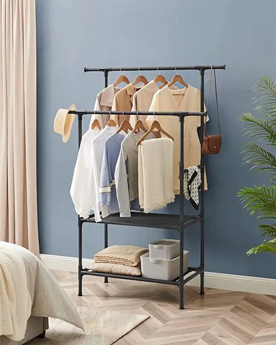Songmics - Kledingrek - Kledingstang - tot 100 kg belastbaar - Met Verstelbare Stang - 105 x 50 x 195( l*b*h) -Zwart
