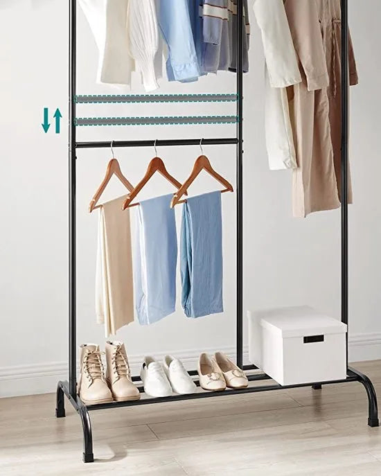Songmics - Kledingrek - Kledingstang - tot 100 kg belastbaar - Met Verstelbare Stang - 105 x 50 x 195( l*b*h) -Zwart
