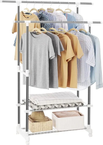 Songmics Oprolbare Kledingkast – Kledingrek – Kleding Opberger – Verstelbare Hoogte – Inclusief Schoenenrek